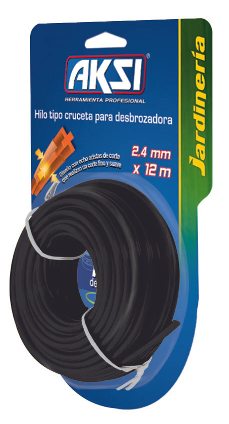 HILO TIPO CRUCETA PARA DESBROZADORA NEGRO 3.7MM AKSI