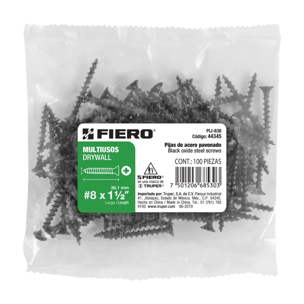 BOLSA CON 100 PIJAS #8 x 1½" MULTIUSOS FIERO (TRUPER) 44345