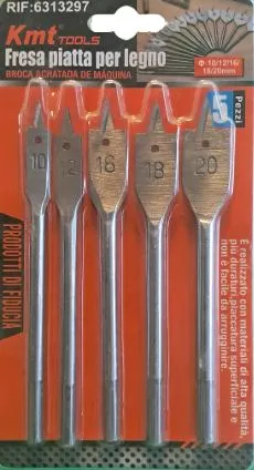 JUEGO DE 5 BROCAS PLANAS DE MANITA MILIMETRICAS, KMT TOOLS
