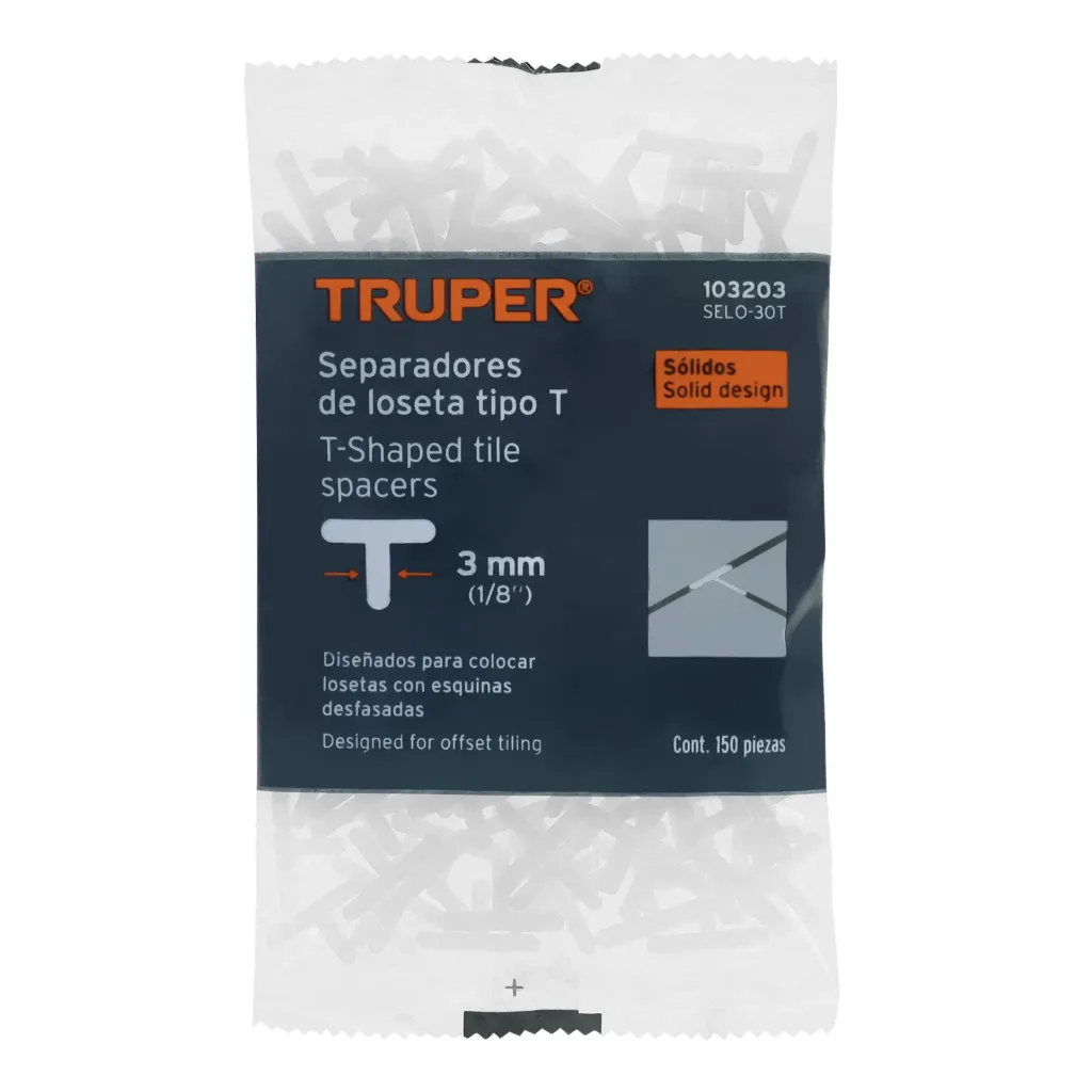 BOLSA CON 150 SEPERADORES "T" DE 3MM DE LOSETAS (TRUPER)103203