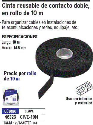 CINTA DE CONTACTO DOBLE 10M 46326 VOLTECK